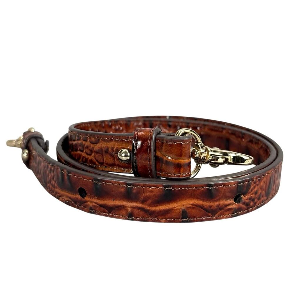 Brahmin Pecan Croc Embossed Leather Replacement Bag Strap Gold Hardware 39”